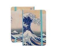 PracticOffice Libreta de Notas A6 con Cubiertas Rígidas, Cierre de Goma Plana y Marcapáginas de Tela (La Ola)