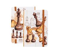 PracticOffice Libreta de Notas A6 con Cubiertas Rígidas, Cierre de Goma Plana y Marcapáginas de Tela (Ajedrez)