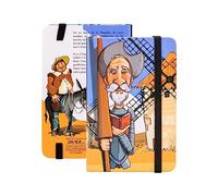 PracticOffice Libreta de Notas A6 con Cubiertas Rígidas, Cierre de Goma Plana y Marcapáginas de Tela (Quijote)