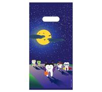 Practicon Halloween Night - Bolsa de regalo dental de 6 x 12 pulgadas, bolsas temáticas de Halloween, bolsa de regalo de higiene dental para el cuidado del paciente, bolsas de regalo de plástico para