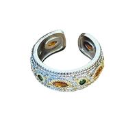 Prácticos anillos de apertura Anillos de dedo geométricos de piedra vintage Textura de aleación Adecuado para entusiastas de Presente Joyería para atrapar los dedos Adecuado para uso diario en