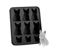 Prácticos moldes para cubitos de hielo, molde de silicona de Bulldog Francés con 9 compartimentos, fácil de quitar, reutilizable, apto para alimentos, para decoración de bebidas
