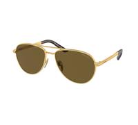 Prada Hombre PR A54S 1BK01T Gafas de sol Metal Oro Marrón Piloto Normal