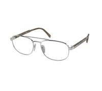 Prada Hombre Prada PR A56V 11U1O1 Monturas ópticas Acero Plata Transparente Redonda Normal