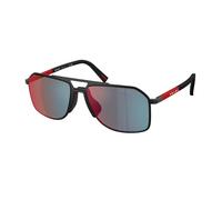 Prada Linea Rossa Hombre Sunglass PS B51S - Color del Marco: Negro Mate, Color de la Lente: Gris Oscuro Espejado Azul/Rojo