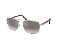 Prada Linea Rossa Hombre PS 54ZS 1BC02M Gafas de sol Acero Plata Gris Redonda Reflejado Sombreado