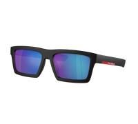 Prada Linea Rossa Hombre Sunglass PS 02ZSU - Color del Marco: Negro Mate, Color de la Lente: Espejo verde claro y azul