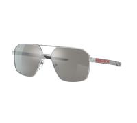 Prada Linea Rossa Hombre Sunglass PS 55WS - Color del Marco: Plateado, Color de la Lente: Gris Claro Espejado Plata