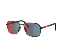 Prada Linea Rossa Hombre Sunglass PS A51S - Color del Marco: Goma Negra, Color de la Lente: Espejo gris
