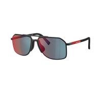 Prada Linea Rossa Hombre Sunglass PS B51S - Color del Marco: Negro Mate, Color de la Lente: Gris Oscuro Espejado Azul/Rojo