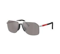 Prada Linea Rossa Hombre Sunglass PS B51S - Color del Marco: Plata Mate, Color de la Lente: Morado marrón espejo plata