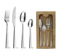 PRADEL ESSENTIEL - Juego de cubiertos de 24 piezas para 6 personas - Infinity - 18/0 Acero inoxidable, acabado brillante - Acero inoxidable (2 mm de grosor)