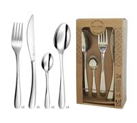 PRADEL ESSENTIEL - Juego de cubiertos de 24 piezas para 6 personas - Ondine - 18/0 Acero inoxidable, acabado estándar - Acero inoxidable (Grosor 1,5 mm)