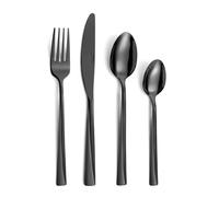 PRADEL ESSENTIEL - Juego de cubiertos para 16 personas - Absolute - 18/0 Acero inoxidable, acabado estándar y arenado + recubrimiento PVD - Negro (Grosor 2 mm)