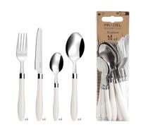 Pradel Essentiel Réglisse Cubertería 16 piezas 18/0 4 personas, Crema | Juego de cubiertos para 16 personas, Sleeps 4, Acero inoxidable 18/0, Acabado estándar, Apto para lavavajillas
