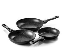 Pradel Excellence - Juego de 3 estufas - Mangas extraíbles - Interior antiadherente con forma de piedra - 20/24/28 cm - Aluminio forjado - Todos los fuegos incluidos inducción