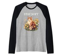 Pradera Floral para Gatos Stay Soft Cottagecore Camiseta Manga Raglan