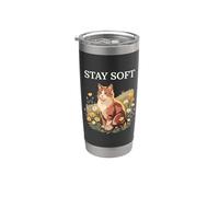 Pradera floral para gatos Stay Soft Cottagecore Vaso térmico de acero inoxidable de doble pared