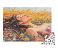 Pradera Relajante 1000 Piezas Puzzle de Papel para Adultos Entrenamiento Mental Decoración Arte Mujer en Campo Juego Social 70x50cm/1000pcs