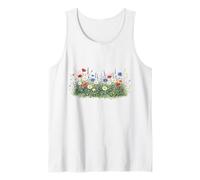 Prado de Flores Silvestres con Margaritas Naturaleza botánica Floral Camiseta sin Mangas