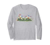 Prado de Flores Silvestres con Margaritas Naturaleza botánica Floral Manga Larga