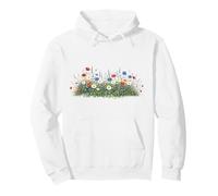 Prado de Flores Silvestres con Margaritas Naturaleza botánica Floral Sudadera con Capucha