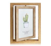 Praelian Marco Fotos 10x15 Doble Cara Giratorio 360°, Marco Madera con Placa Acrílica para 2 Fotos, Marco Fotos Vintage para Pared o Escritorio, Ideal para Bodas Familia Regalo Decoración Salón