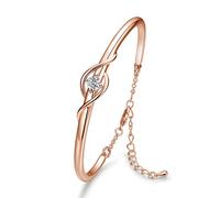 Praelinos Guardián del Amor Pulsera para Mujer Chapado en Oro Blanco 5A Zirconia Cúbica Joyería Para Regalo Para Esposa Mama Novia Cumpleaños Navidad Aniversario San Valentín