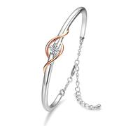 Praelinos Guardián del Amor Pulsera para Mujer Chapado en Oro Blanco 6A Zirconia Cúbica Joyería Para Regalo Para Esposa Mama Novia Cumpleaños Navidad Aniversario San Valentín