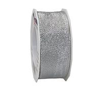 Präsent 1514020-631 Cinta con Alambre, Poliéster, Plateado, 40mm-20m