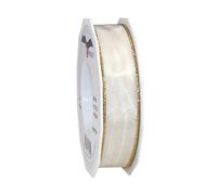 Präsent 4722525-104 Cinta de tafetán con Alambre, Poliéster, Rojo y Dorado, 25mm-25m