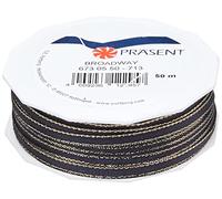 Präsent 6730550-713 Cinta de Raso, Poliéster, Oro Negro, 5mm-50m