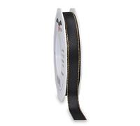 Präsent 6731525-713 Cinta de Raso, Poliéster, Oro Negro, 15mm-25m