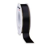 Präsent 6732525-713 Cinta de Raso, Poliéster, Oro Negro, 25mm-25m
