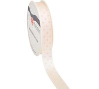 PRÄSENT Baby Dots - Cinta de grogrén de 15 mm de ancho, 3 m de largo, borde, poliéster, adecuada para todas las estaciones, color rosa claro