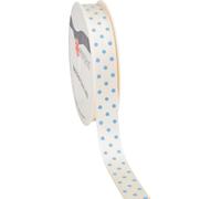 PRÄSENT Baby Dots - Cinta de grogrén de 15 mm de ancho, 3 m de largo, borde, poliéster, adecuada para todas las estaciones, color azul claro