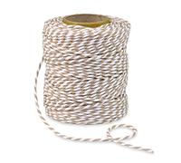 PRÄSENT BAUMWOLLKORDEL natural/blanco, cordón de material natural, hilo macramé 2 mm de ancho, cinta embalar regalo bicolor para manualidades y decoración, biodegradable, 50 m