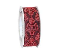 Präsent - Cinta con alambre e impresa, color burdeos, 40 mm de ancho, 20 m de largo