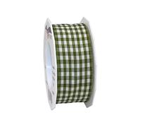 Präsent Vichy-Cinta de tafetán con Alambre, Color Verde Oliva, 40 mm-20 m, Poliéster, Burdeos, Crema