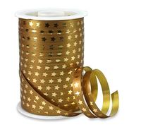 PRÄSENT Cinta de rizado, dorado, 10 mm width, 100 m length