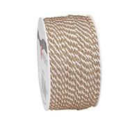 Präsent - Cinta de cordón Gris Pardo y Blanco, 50 m de Largo y 2 mm de Ancho