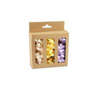 PRÄSENT Cinta de regalo POLY GLITTER crema/amarillo claro/lila, 12 lazos de 50 mm de diámetro para manualidades, decoración y embalaje de regalos para cualquier ocasión