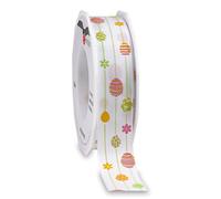 Präsent Cinta de satén Impresa, Poliéster, Rojo, 20-m-Roll 25 mm Width