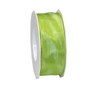 PRÄSENT Cinta de tafetán con Alambre, Seide, Verde Musgo, 40mm-25m, 25