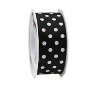 Präsent Cinta de tafetán Polka Dots Negro, 40 mm-20 m, Seide, Magenta-Blanco