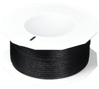 PRÄSENT Cordón RHEIN negro, cordón trenzado para regalos 50 m, paquetes y obsequios, 3 mm de ancho, accesorios para decoración y manualidades, cintas decorativas resistentes al desgarro