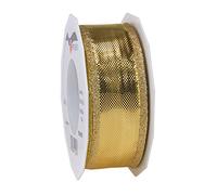 Präsent - Denver Cinta de Aspecto metálico Dorado Claro de 25 m, Rollo de 40 mm de Ancho