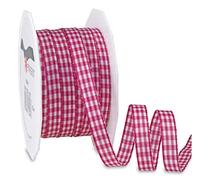 Präsent Vichy - Cinta con alambre magenta-blanco, 10 mm de ancho, 20 m de longitud