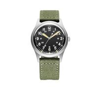 PRAESIDUS | Jungle Field - Relojes para Hombres, Relojes de Pulsera para Hombres - Field, Militares - Cristal Zafiro, carátula Negra Mate, Correa de Lona Verde - Cuarzo, ensamblados en EE. UU.
