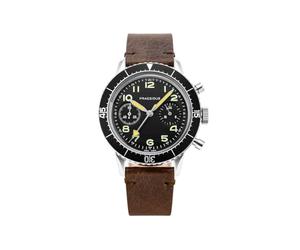 PRAESIDUS | Type H-75 - Relojes para Hombre, Relojes de Pulsera para Hombre - Piloto, Cronógrafo, Militar - Caja 38mm - Caráter Negro, Correa de Cuero marrón | Reunidos en EE. UU., Regalos